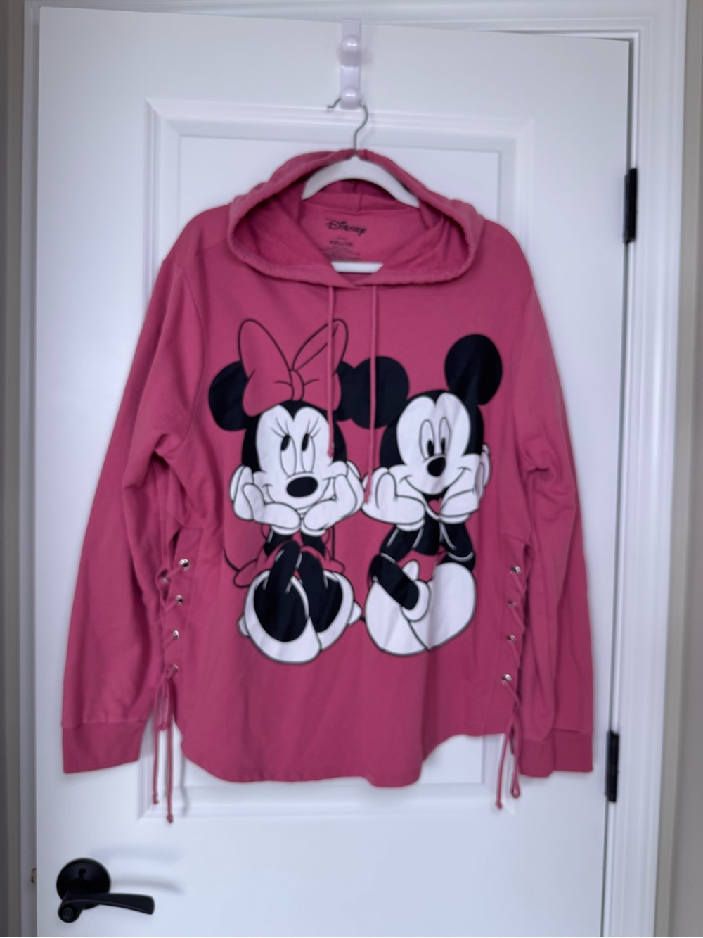 Disney Pink Minnie & Mickey Lace-Up Hoodie Sweatshirt